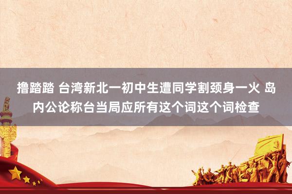 撸踏踏 台湾新北一初中生遭同学割颈身一火 岛内公论称台当局应所有这个词这个词检查
