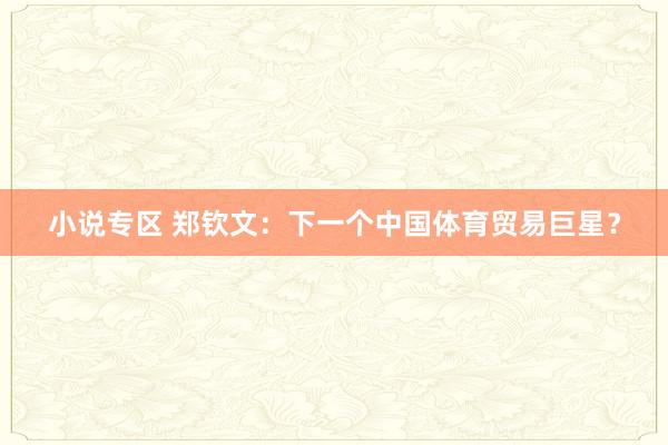 小说专区 郑钦文：下一个中国体育贸易巨星？