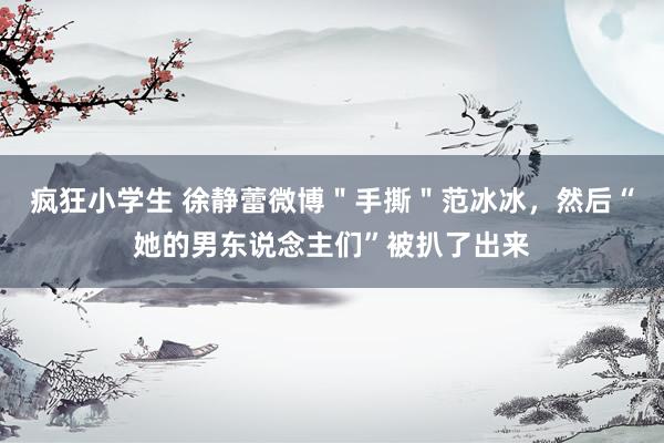 疯狂小学生 徐静蕾微博＂手撕＂范冰冰，然后“她的男东说念主们”被扒了出来