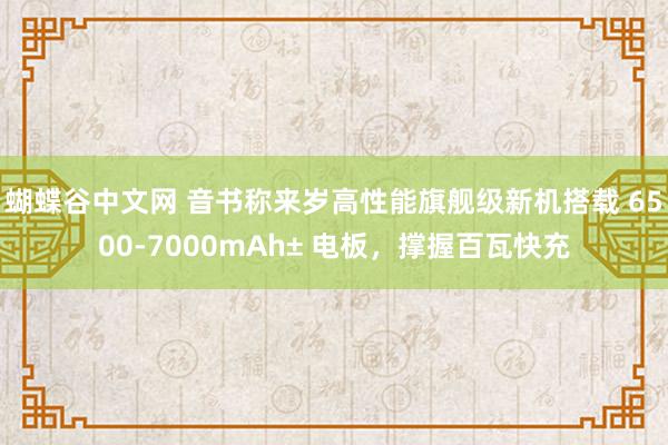 蝴蝶谷中文网 音书称来岁高性能旗舰级新机搭载 6500-7000mAh± 电板，撑握百瓦快充