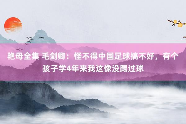 艳母全集 毛剑卿：怪不得中国足球搞不好，有个孩子学4年来我这像没踢过球
