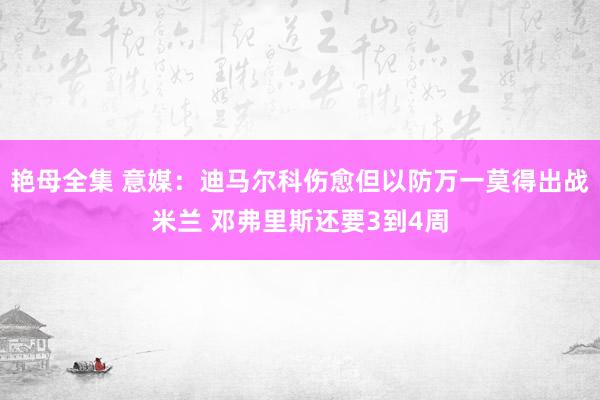 艳母全集 意媒：迪马尔科伤愈但以防万一莫得出战米兰 邓弗里斯还要3到4周